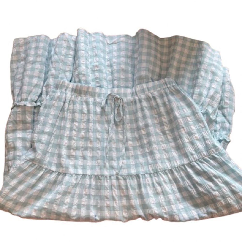 NWOT Talulah 2 Pcs Gingham Sleeveless Top Tiered Skirt Blue White Size M - Picture 12 of 15